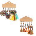 thumbnail image 1 of Pendientes Laklulu con borlas tejidas, pendientes bohemios, pendientes colgantes para mujeres y niñas, 1 of 6