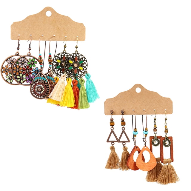 Pendientes Laklulu con borlas tejidas, pendientes bohemios, pendientes colgantes para mujeres y niñas