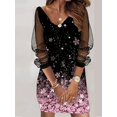 thumbnail image 4 of Vestido De Manga Transparente Con Cuello En V Estampado, Elegante Vestido De Fiesta Con Cuello En V Envuelto En La Cadera, Ropa De Mujer, 4 of 4