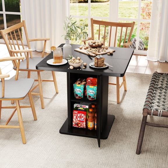 Dining Table for 2-4, with 2-Tier Storage Shelf, Modern Small Side Table, For Kitchen, Dining Room, Living Room