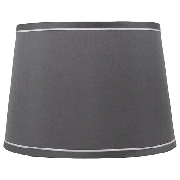 French Drum With White Trim Lampshade, 10" Top, 12" Bottom, 8.5" Slant Gray