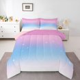 thumbnail image 2 of jejeloiu Glitter Print Star Gradient Full Size Comforter Sets Kids,Pink Blue Magical Sky Pattern Bedding Sets For Girls,Reversible,3-Piece, 2 of 8