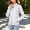 thumbnail image 5 of Women's Plus Size Hooded Sun Protection Jacket Full Zip Elastic Cuff Long Sleeve Sun Sweatshirt Lightweight Outdoor Windbreaker Coats White, 5 of 8