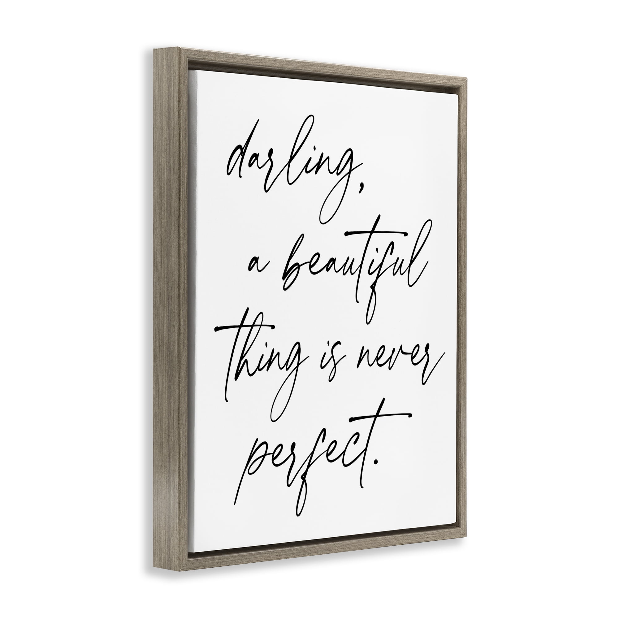 A Beautiful Thing Is Never Perfect Brown Framed Floater Canvas Wall Art, design by Lettered and Lined