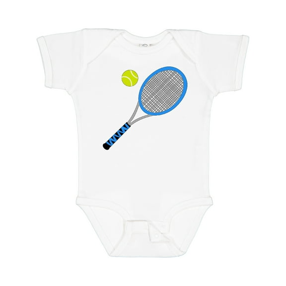 Inktastic Blue Tennis Racket and Ball Boys or Girls Baby Bodysuit