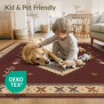 thumbnail image 4 of ODIKA 6'x9' Washable Area Rug Rich Burgundy Geometric Diamonds Intricate Floral Accents and Borders for Dining Room, Under Table, Office Décor, Non-Slip Chair-Friendly, 4 of 7