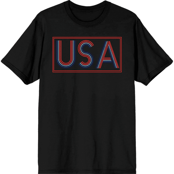 Americana USA Neon Sign Men's Black Crew Neck Short Sleeve Tee-Medium