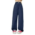thumbnail image 5 of Girls Pants Back To School Clothes for Teen Girls Toddler Girl High Elastic Waist Flare Leg Casual Long Wide Leg Jeans Trousers for Fashionable Comfort, 5 of 10
