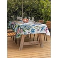 thumbnail image 3 of Outdoor Tablecloth with Umbrella Hole for Patio/Picnic/Party/Camping, Blue Spring Floral Waterproof Table Cloth Rectangle Table Cover Washable, Pink Flowers Butterfly Wooden Watercolor (54"x 80"), 3 of 8