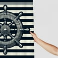 thumbnail image 3 of JRXY Summer Costal Navy Blue White and Gray Stripe Helm Anchor Boat Star Shower Curtain White, 3 of 7