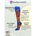thumbnail image 2 of Royal/Orange/Gold Over-the-Calf Flame Socks – Kids & Youth Athletic Socks for Sports Teams – Fun Fire Design, Moisture-Wicking, Compression Support – Large, 2 of 2