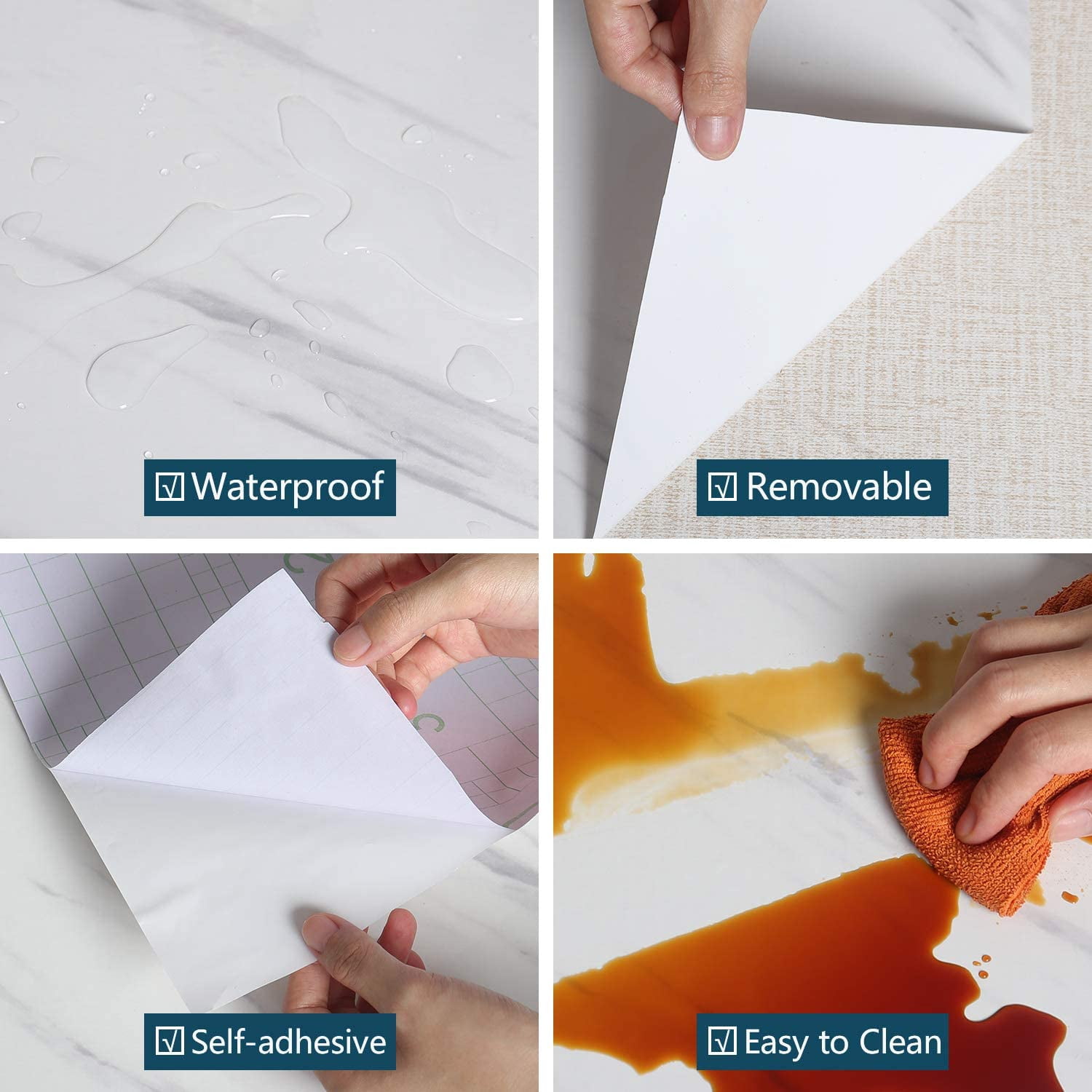 VEELIKE White Marble Counter Top Covers Peel and Stick Wallpaper Self Adhesvie White Grey Waterproof Removable Wall Paper Marble Contact Paper Decorative for Kitchen Cabinet Locker 15.7''x354''