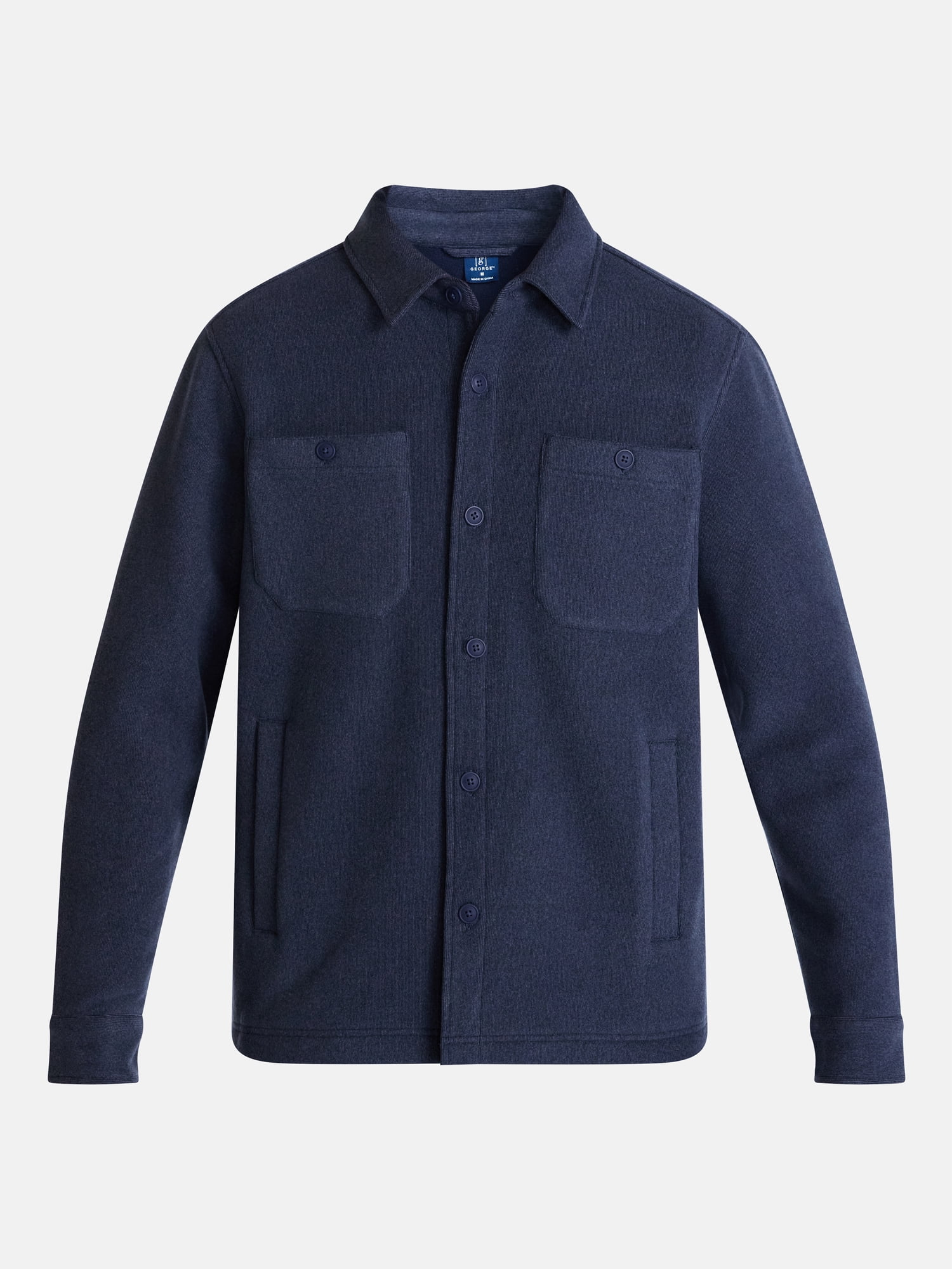 George Men's and Big Men's Fleece Knit Shirt Jacket with Long Sleeves, Sizes S-3XL