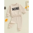 thumbnail image 2 of Nygoyerh Newborn Baby Pants Set Letter Print Long Sleeve Crew Neck Sweatshirt with Pockets Long Pants 2PCS Outfits Fall Infant Clothing for 3M-3T, 2 of 6
