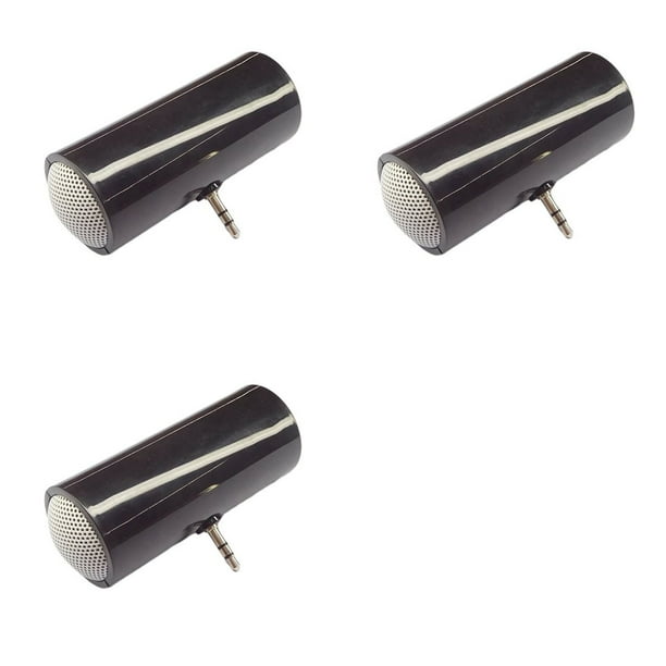 3X Mini Altavoz Altavoz Portátil de 3,5 mm Mini Altavoz Amplificado Conecta y Reproduce para Teléfonos Móviles y Tabletas Negro