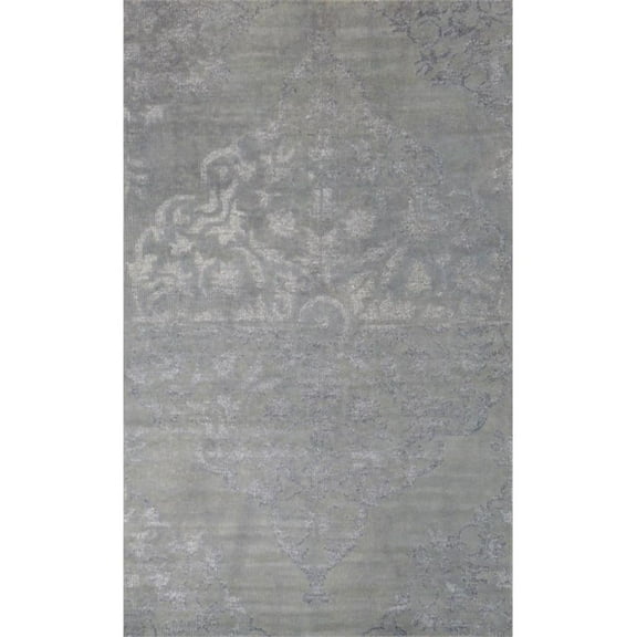 Emblem 01 9X12 Gray Knotted Wool Area Rug