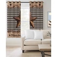 thumbnail image 2 of Western Texas Star Vintage Blackout Curtains for Bedroom Living Room Darkening Curtains 63 Inches Long Rustic Wreath Wood Black Plaid Window Curtain 2 Panels Set Window Treatment Drapes 52"x63", 2 of 9
