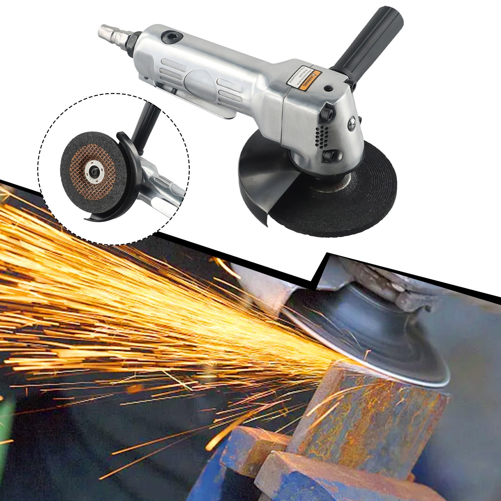 Pneumatic Angle Grinder 4In Angle Air Die Grinder with Auxiliary Handle Polisher 11000rpm 0.8mpa for Cutting Grinding Polishing