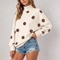 thumbnail image 4 of Women's Large Polka Dot Crewneck Sweatshirt Long Sleeve Casual Oversized Pullover Soft Relaxed Fit Fall Top, 4 of 5