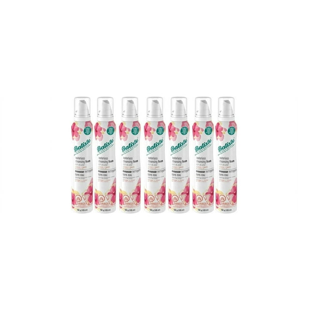 Batiste Waterless Cleansing Foam No Rinse Shampoo, Cleanse + Smooth with Hibiscus Root, 125-ml (6 bottles)