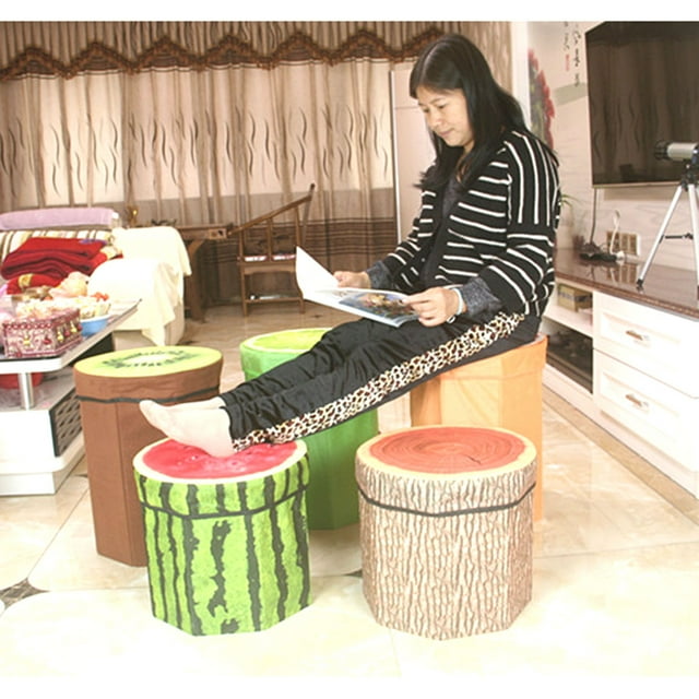 BEADCEST 1Set Multi Color Cloth Storage Ottoman Stool Pineapple Design for Bedroom and Children's Room