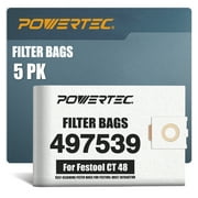POWERTEC 5PK Fleece Filter Bags for Festool 497539 Fits CT 48 (75055)