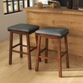 thumbnail image 2 of Costway 30'' Dining Bar Stool Set of 2 Pub Height Padded Seat Wood Frame Kitchen Brown, 2 of 9