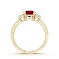 thumbnail image 2 of ANGARA Natural Round 1 ct Ruby & Diamond Three Stone Engagement Ring in 14K Yellow Gold for Women (Size-6mm) | July Birthstone, Birthday, Anniversary, Jewelry Gift for Women | Natural Ruby Ring, 2 of 9