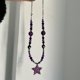 thumbnail image 5 of Collar de estrella de cinco puntas con lentejuelas moradas y cadena de clavícula con cuentas de nicho de tendencia, 5 of 5