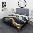 thumbnail image 1 of Designart "Waves of Blue and Gold Geode V" Abstract Bedding Covert Set - Modern Blue Bed Set With 1 Shams, 1 of 6