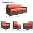 thumbnail image 2 of Krikacy 3-PCS Outdoor Wicker Modular Sofa Chair Set, All-Weather HDPE w/Thick Cushions, Orange, 2 of 6
