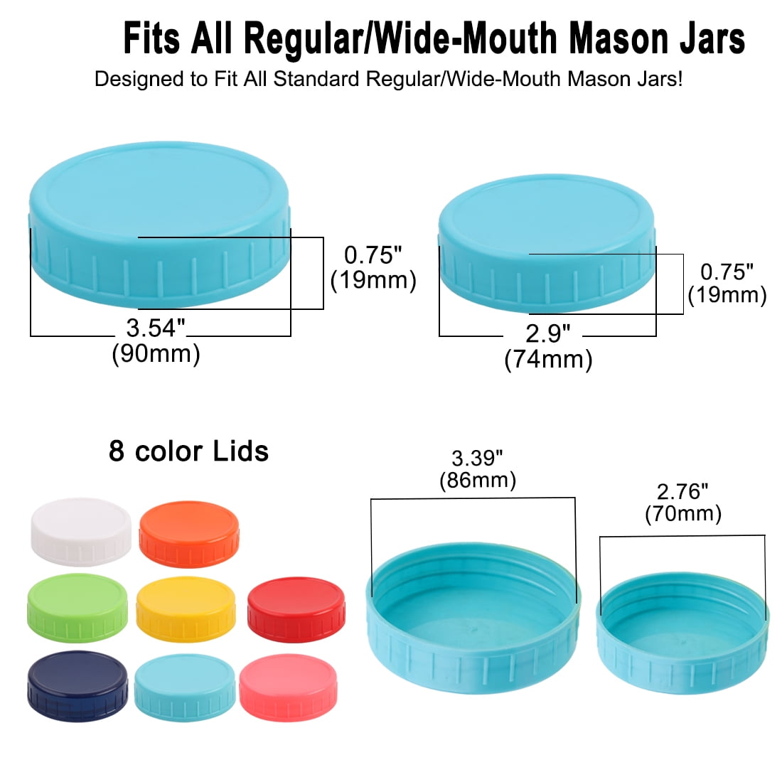 Unique Bargains Plastic Mason Jar Lid Regular and Wide Mouth Mason