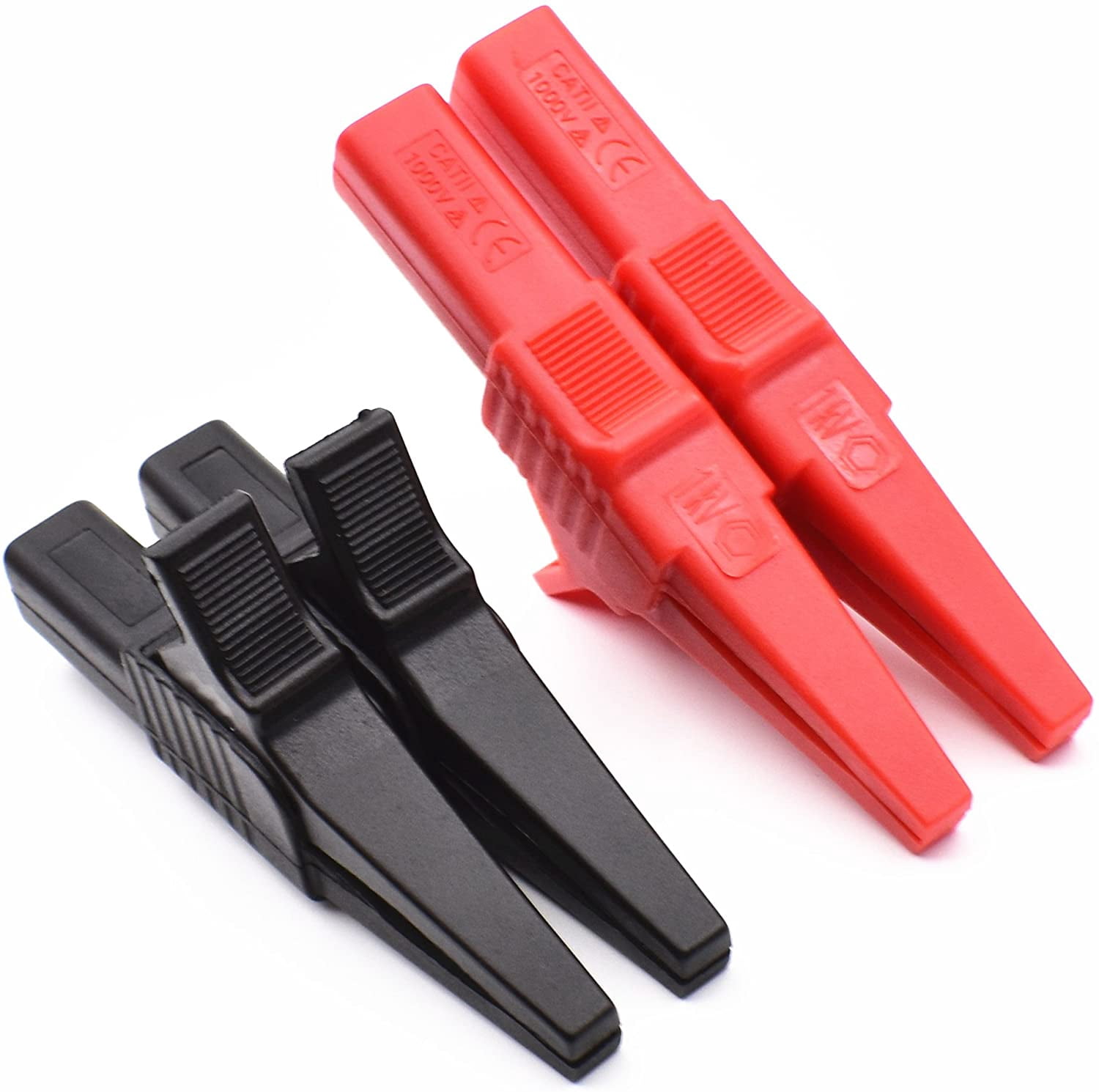 ABCISI 10Pcs 1000V 32A Heavy Duty Full Insulated Automotive Car Battery Alligator Clips, Electrical Test Clips  Probe fit 4mm Banana Connector Terminals for Multimeter Test Leads, Black and Red