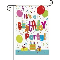 Happy Birthday Garden Flag Double Sided, Balloon Small Mini Flag, Present Anniversary Celebrate Party Holiday Yard Outdoor Decoration 12.5 x 18 Inch(White 2)