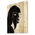 thumbnail image 2 of Designart 'Retro Black and White Minimal Portrait of Young Girl' Modern Print on Natural Pine Wood, 2 of 5