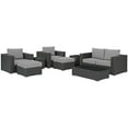thumbnail image 1 of Modern Contemporary Urban Design Outdoor Patio Balcony Garden Furniture Lounge Sectional Sofa Set, Sunbrella Rattan Wicker, Grey Gray, 1 of 8