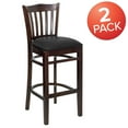 thumbnail image 3 of Flash Furniture 2 Pack HERCULES Series Vertical Slat Back Walnut Wood Restaurant Barstool - Black Vinyl Seat, 3 of 8
