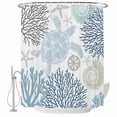 thumbnail image 2 of Blue Beige Coastal Turtle Waterproof Fabric Shower Curtain,Ocean Coral Nautical Waterproof Fabric Shower Curtain for Bathroom Curtains Bathtubs Hotel Shower Curtains with 12 Hooks Long 72x78in, 2 of 8