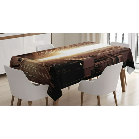 

Cityscape Tablecloth New York Street with High Skyscrapers at Early Morning Sunrise Manhattan View Rectangular Table Cover for Dining Room Kitchen 60 X 90 Inches Umber Cream by Ambesonne