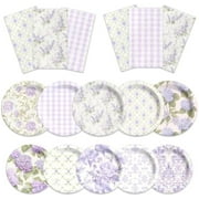 60Pcs Lavender Plates and Napkins-Floral Party Supplies Lavender Tableware for Tea Party,Birthday,Baby Shower