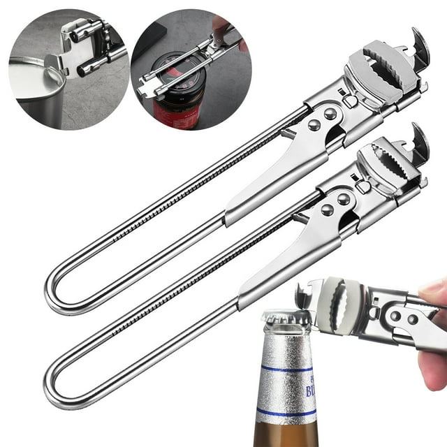 Ouvre-boîte en Acier Inoxydable Ouvre-Boîte Multifonctionnel Ouvre-Bouteille Réglable pour Cuisine 1Pcs JASKFLY