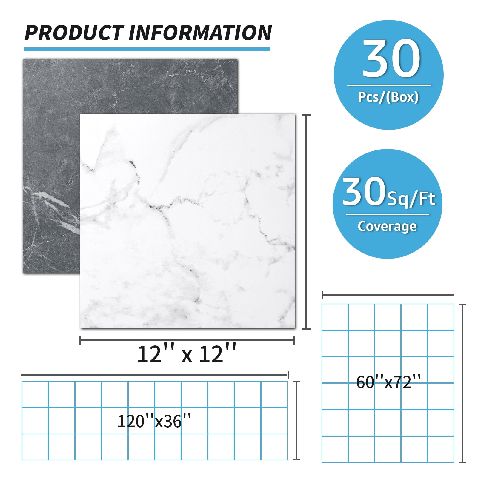 Art3d 30 Tiles 12 x 12 inch Peel and Stick Vinyl Floor Tiles, Self Adhesive Waterproof Flooring Planks, 15 Tiles in Black and 15 Tiles in White, Cover 30 Sq.ft