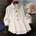thumbnail image 5 of Womens Fashion Casual Button Down Shirt Long Sleeve Collar Loose Regular Blouses Fall Tops White S, 5 of 7