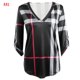 thumbnail image 1 of Camiseta con estampado a cuadros Mujer Otoño Manga 3/4 Blusa con cuello en V profundo Top suelto Jumpingount AP000101-07B, 1 of 4