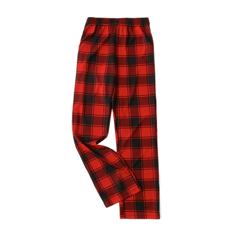 Frontwalk Family Plaid Pajamas Pants Women Men Casual Straight Leg Pants  Christmas Sleepwear Elastic Waist Pj Bottoms Red Mom L