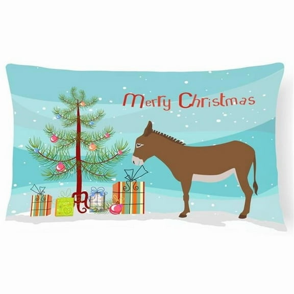 Carolines Treasures BB9216PW1216 Cotentin Donkey Christmas Canvas Fabric Decorative Pillow, Teal, 12H x16W, multicolor