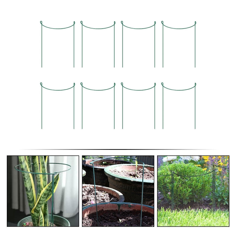 Raindrops Green Iron Climbing Plant Trellis Semicircle Garden Stakes, Support for Vines, Flowers, and Climbing Plants