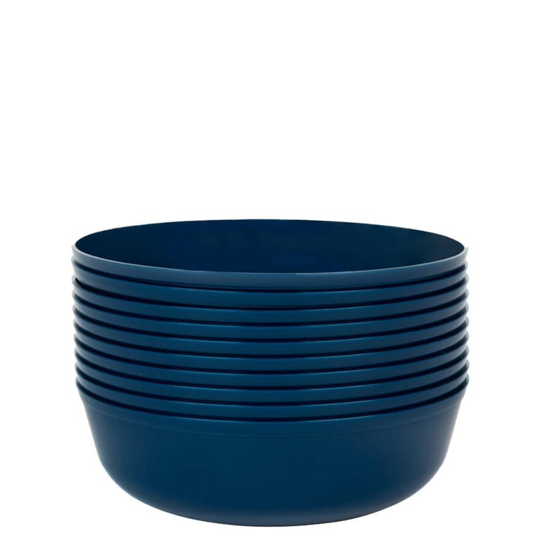 EcoQuality 16 oz Disposable Round Dark Blue Plastic Bowls Edge Collection 120 Guests EcoQuality