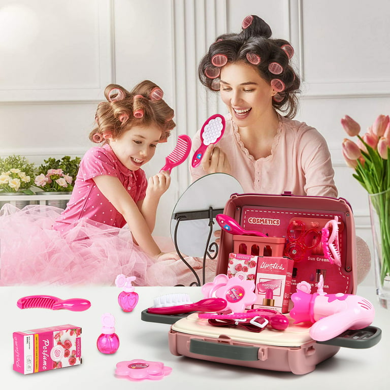 24Pcs Pretend Makeup Toys for Girls Pretend Play Cosmetic Beauty Princess  Makeup Set with Cute Cosmetic Bag as Birthday Gift for Kids Christmas Gift  