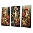 thumbnail image 3 of Designart "Vintage Illustration Autumn Mushrooms in Forest II" Mushroom Wall Art Set Of 3 - Traditional Red Canvas Set For Living Room Decor, 3 of 6